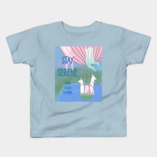 Serenity For You, Unicorn, Flamingo and Llama Hot Air Balloon Ride Kids T-Shirt